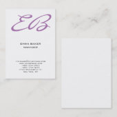 Moderner weißer Hintergrund mit Monogramm Visitenkarte (Vorne/Hinten)