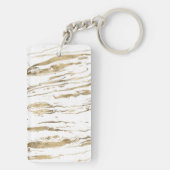 Moderner weißer Marmor Abstrakt Schlüsselanhänger (Rückseite)