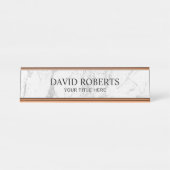 Moderner weißer Marmor Beruflich Schreibtischnamensplakette (Vorderseite )