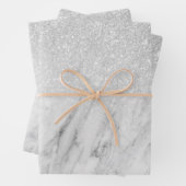 Moderner Weißer Marmor Chic Silver Glitzer Geschenkpapier Set (Beispiel)