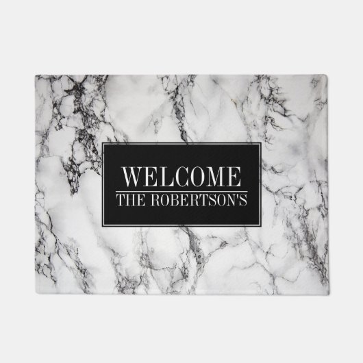 Moderner weißer Marmor - Empfang Fußmatte (Vorderseite)
