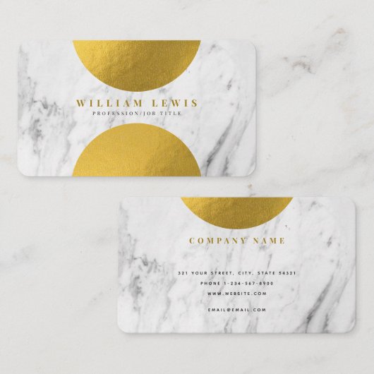 Moderner weißer Marmor & Gold Moderner Chic Visitenkarte (Vorne/Hinten)