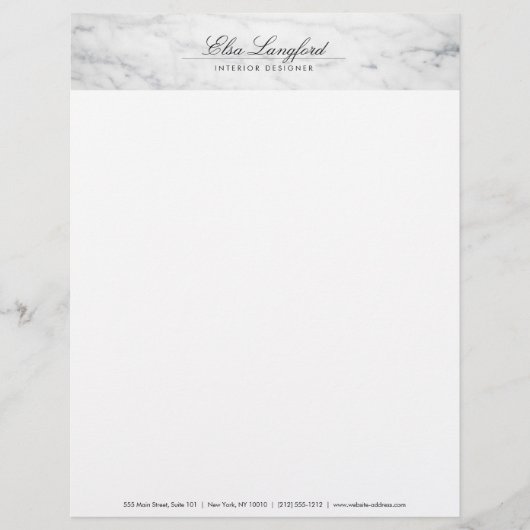 Moderner weißer Marmor Luxus Designer Letterhead Briefkopf (Vorderseite)