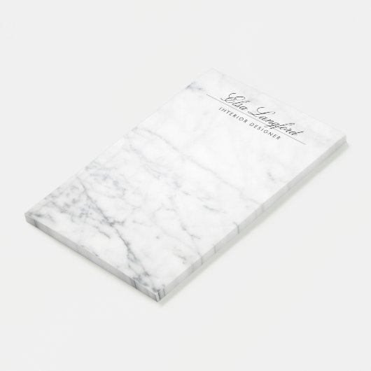 Moderner weißer Marmor Luxus Designer Post-it Klebezettel (angewinkelt)