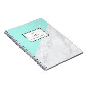 Moderner weißer Marmor mit Aqua Blue Block Noteboo Notizblock (Rechte Seite)