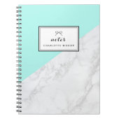 Moderner weißer Marmor mit Aqua Blue Block Noteboo Notizblock (Vorderseite)