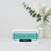 Moderner weißer Marmor mit Aqua Visitenkarte (Stehend Vorderseite)