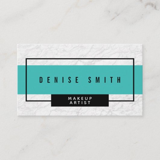 Moderner weißer Marmor mit Aqua Visitenkarte (Vorderseite)