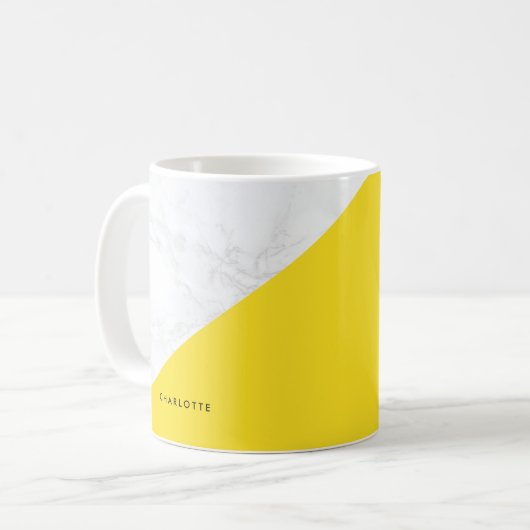 Moderner weißer Marmor mit gelbem Block-Tasse Kaffeetasse (Vorderseite Links)