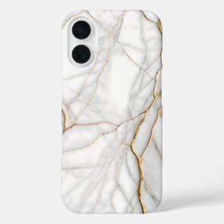 Moderner weißer Marmor mit goldenen Venen iPhone 16 Hülle