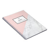 Moderner weißer Marmor mit rosa Block Personalisie Notizblock (Rechte Seite)