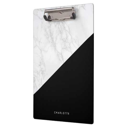 Moderner weißer Marmor mit schwarzem Block Persona Klemmbrett (Links)