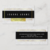 Moderner weißer Marmor mit Schwarzem und Gold Visitenkarte (Vorne/Hinten)