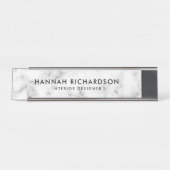 Moderner weißer Marmor | Personalisiert Schreibtischnamensplakette (Vorderseite )