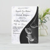 Moderner weißer Marmor - Schwarz Abstrakt Einladung (Stehend Vorderseite)