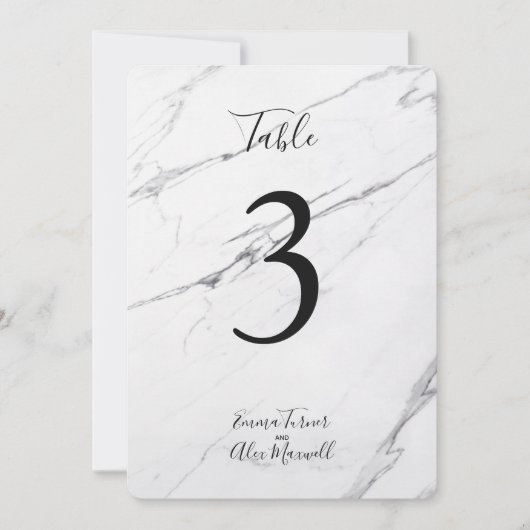Moderner weißer Marmor| Tischnummern (Vorderseite)
