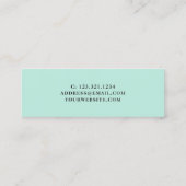 Moderner, weißer Marmor- und Minzgrün-Nageltechnik Mini Visitenkarte (Rückseite)