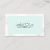 Moderner, weißer Marmor- und Minzgrün-Nageltechnik Visitenkarte (Rückseite)