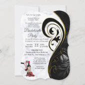 Moderner weißer Marmor und schwarzer Junggeselinne Einladung (Vorderseite)