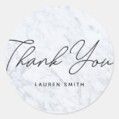 Moderner weißer Marmor Vielen Dank Runder Aufkleber (Vorderseite)