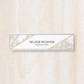 Moderner, weißer Marmorgoldname Glitzer Türschild (Vorderseite )