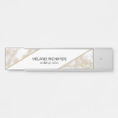 Moderner, weißer Marmorgoldname Glitzer Türschild (Vorderseite )