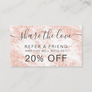 Moderner weißer Marmorhaarmake-upRosen-GoldGlitte Empfehlungskarte