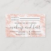 Moderner weißer Marmorhaarmake-upRosen-GoldGlitter Empfehlungskarte (Rückseite)