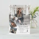 Moderner weißer, minimalistischer Foto-Abschluss Einladung (Stehend Vorderseite)