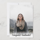 Moderner weißer, minimalistischer Foto-Abschluss Einladung (Rückseite)