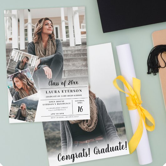 Moderner weißer, minimalistischer Foto-Abschluss Einladung