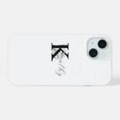 MODERNER WEISSER MONOGRAMM NAME MIT FLORAL K INITI iPhone 15 HÜLLE (Rückseite (Horizontal))