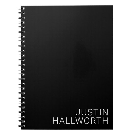 Moderner weißer Name auf schwarz Notizblock (Vorderseite)