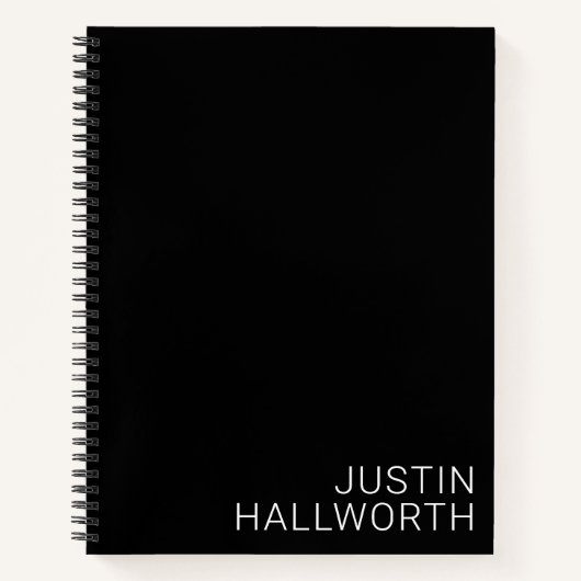 Moderner weißer Name auf schwarz Notizblock (Vorderseite)