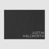 Moderner weißer Name auf schwarz Seidenpapier (Vorderseite)