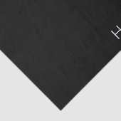 Moderner weißer Name auf schwarz Seidenpapier (Ausschnitt)