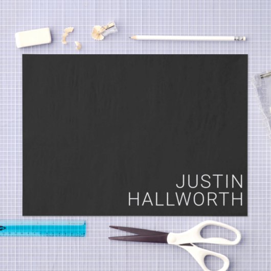 Moderner weißer Name auf schwarz Seidenpapier (Handwerk)