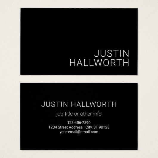 Moderner weißer Name oder anderer Text auf schwarz (Vorne & Hinten)