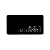 Moderner weißer Name oder anderer Text auf schwarz Adressaufkleber (Vorne)