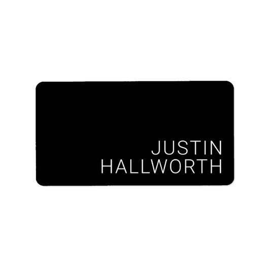 Moderner weißer Name oder anderer Text auf schwarz Adressaufkleber (Vorne)