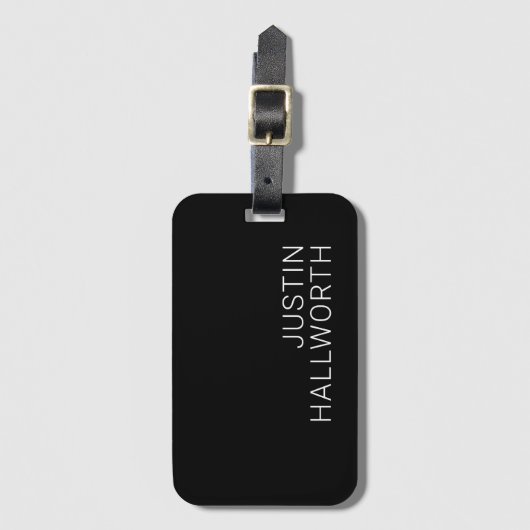 Moderner weißer Name oder anderer Text auf schwarz Gepäckanhänger (Vorderseite Vertikal)