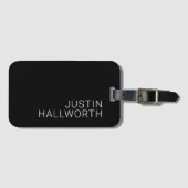 Moderner weißer Name oder anderer Text auf schwarz Gepäckanhänger (Vorderseite (Horizontal))