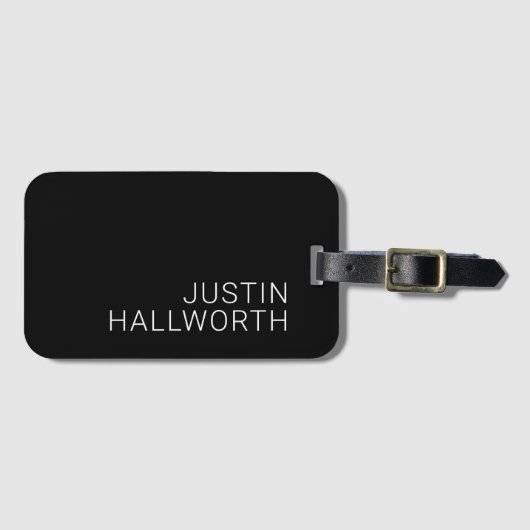 Moderner weißer Name oder anderer Text auf schwarz Gepäckanhänger (Vorderseite (Horizontal))