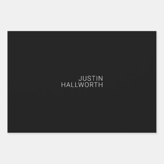 Moderner weißer Name oder anderer Text auf schwarz Geschenkpapier Set (Vorderseite 3)