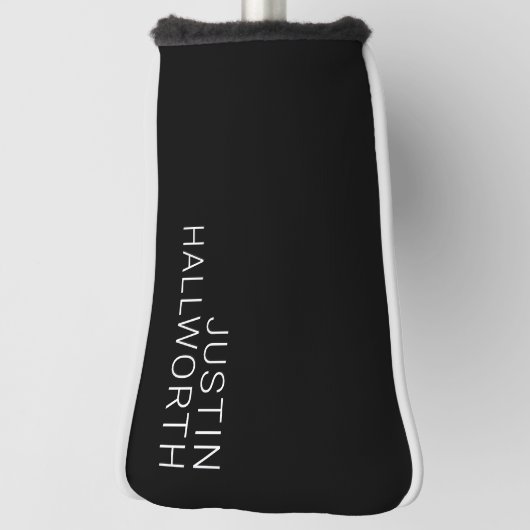 Moderner weißer Name oder anderer Text auf schwarz Golf Headcover (Rotieren 90)
