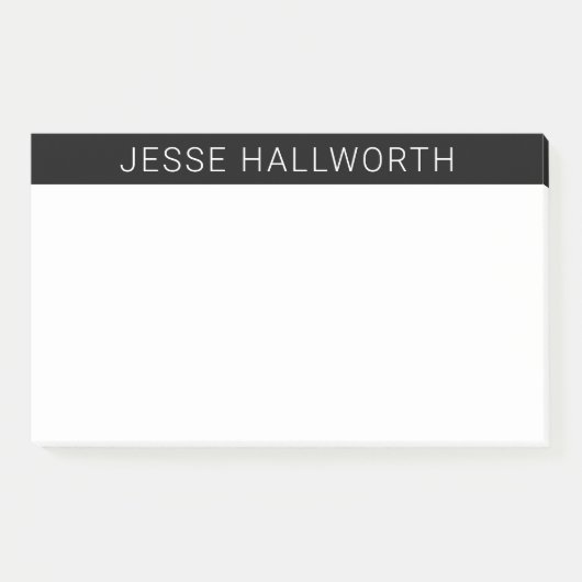 Moderner weißer Name oder Geschäft auf schwarz Post-it Klebezettel (Vorderseite)