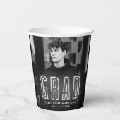 Moderner Weißer Neon Abschluss Pappbecher (Rückseite)