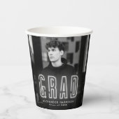 Moderner Weißer Neon Abschluss Pappbecher (Vorderseite)