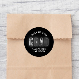 Moderner Weißer Neon Abschluss Runder Aufkleber