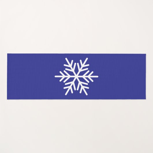 Moderner weißer nordischer Schneeflocken Tief blau Yogamatte (Vorderseite (Horizontal))